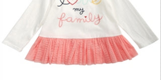 First Impressions Baby Girl's Family Print Cotton Peplum T-Shirt White Size 3-6MOS