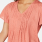 Style & Co Women's Textured Flutter Sleeve Top Blush Size Petite