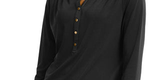 Charter Club Women's Polo Dressy Blouse Black Size Petite Small