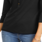 Charter Club Women's Polo Dressy Blouse Black Size Petite Small