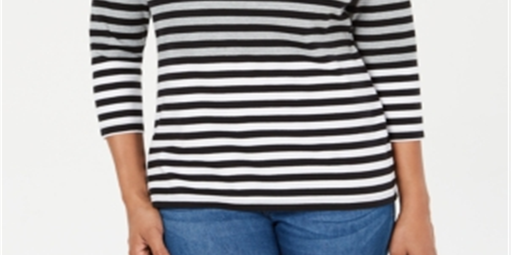 Karen Scott Women's Women's Striped Colorblocked Top Red Size Petite L