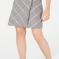 Bar III Women's Zipper Detail Plaid Skirt Black / Red Multi  Size 14