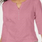 Karen Scott Women's Lace Front Henley Top Pink Size Small