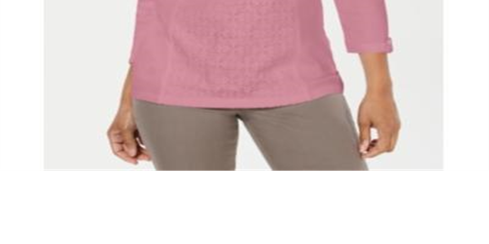 Karen Scott Women's Lace Front Henley Top Pink Size Small