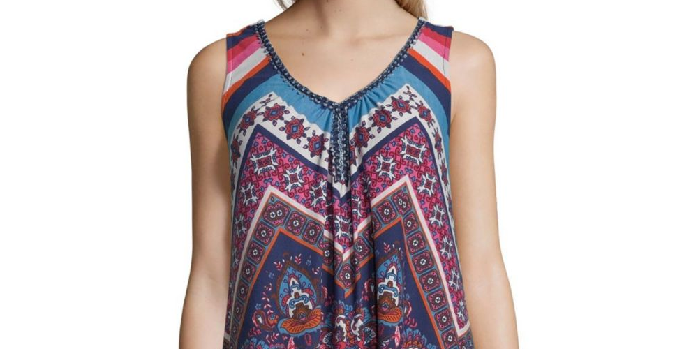 John Paul Richard Women's Printed Knit Dress Navy Combo  Size L