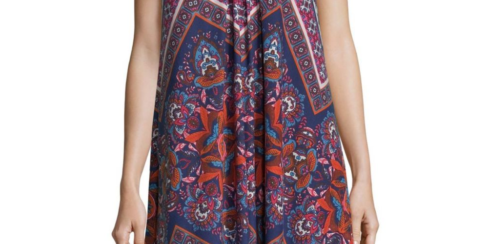 John Paul Richard Women's Printed Knit Dress Navy Combo  Size L