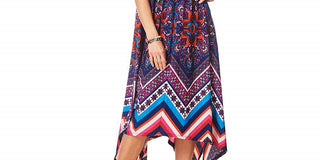 John Paul Richard Women's Printed Knit Dress Navy Combo  Size L