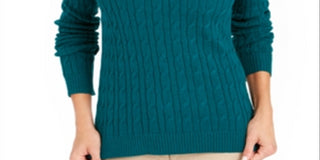 Charter Club Women's Cable Turtleneck Sweater Green Size X-Small