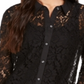 Charter Club Women's Lace Button Down Top Black Size X-Small