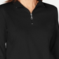 Karen Scott Women's Cotton Half Zip Mock Neck Top Black Size Small