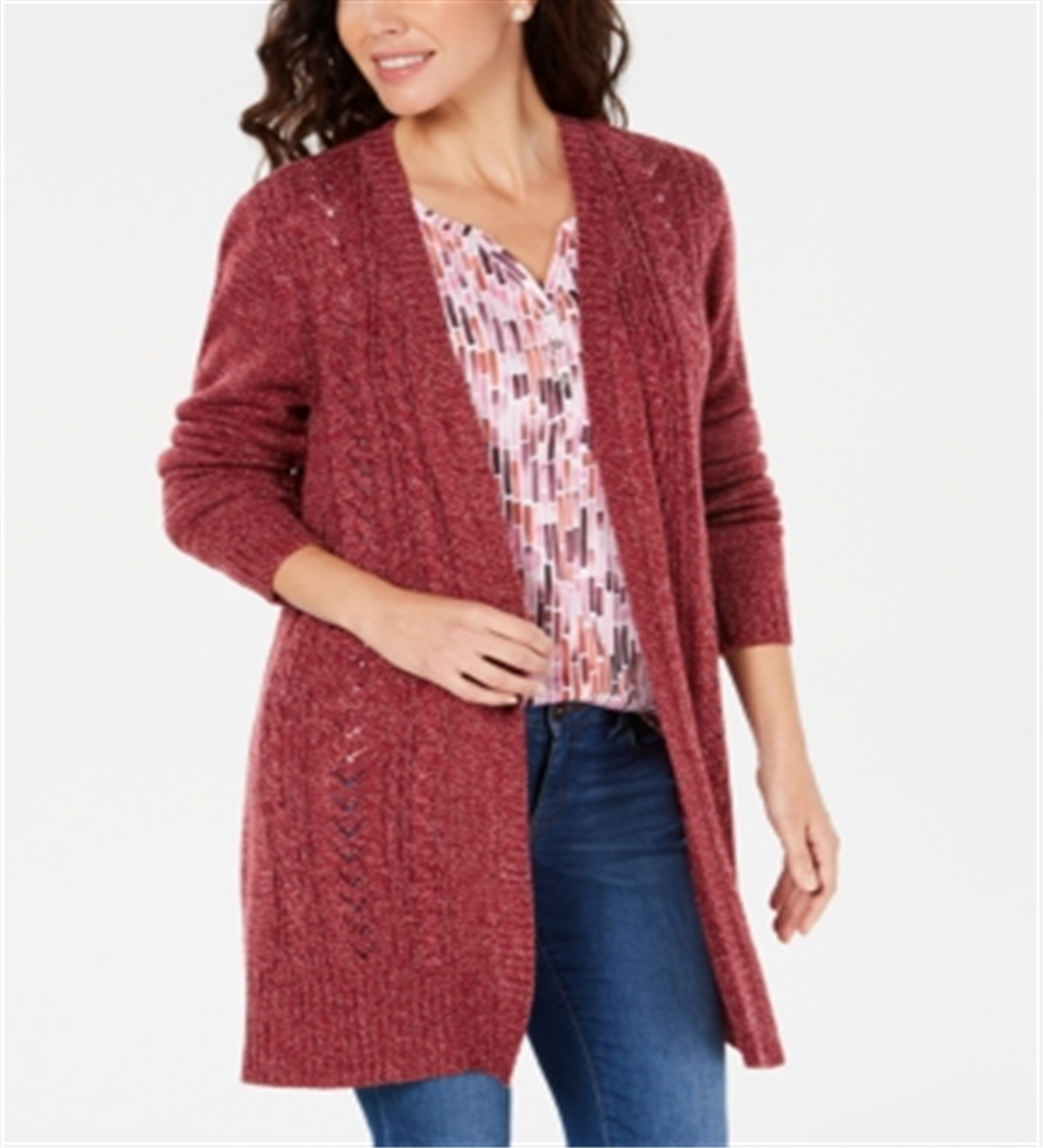 Karen Scott Women's Turbo Duster Cardigan Red Size X-Small