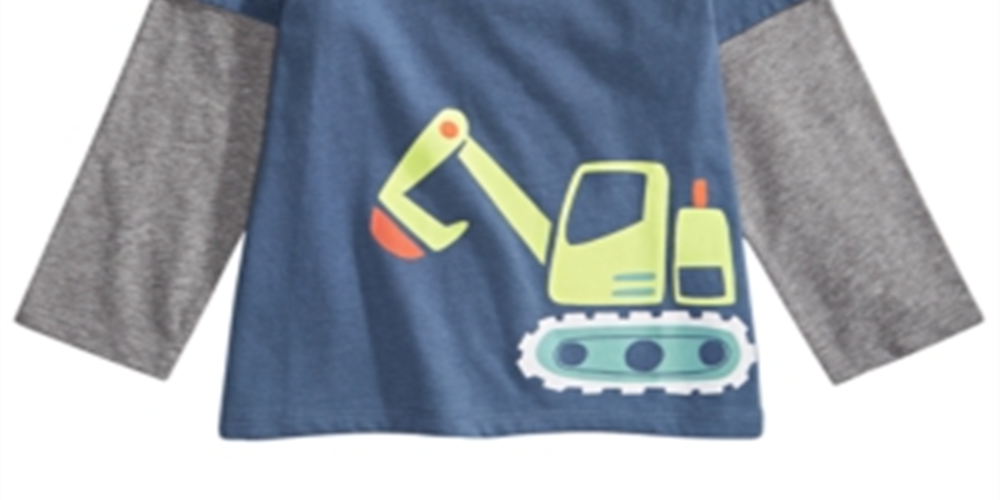 First Impressions Baby Boy's Bulldozer Print Layered Look T-Shirt Blue Size 24MOS
