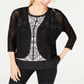 JM Collection Women's Mixed Stitch Cotton Cardigan Sweater White Size Petite S