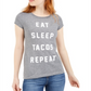 Love Tribe Junior's Eat Sleep Tacos Graphic T-Shirt  Gray Size Medium
