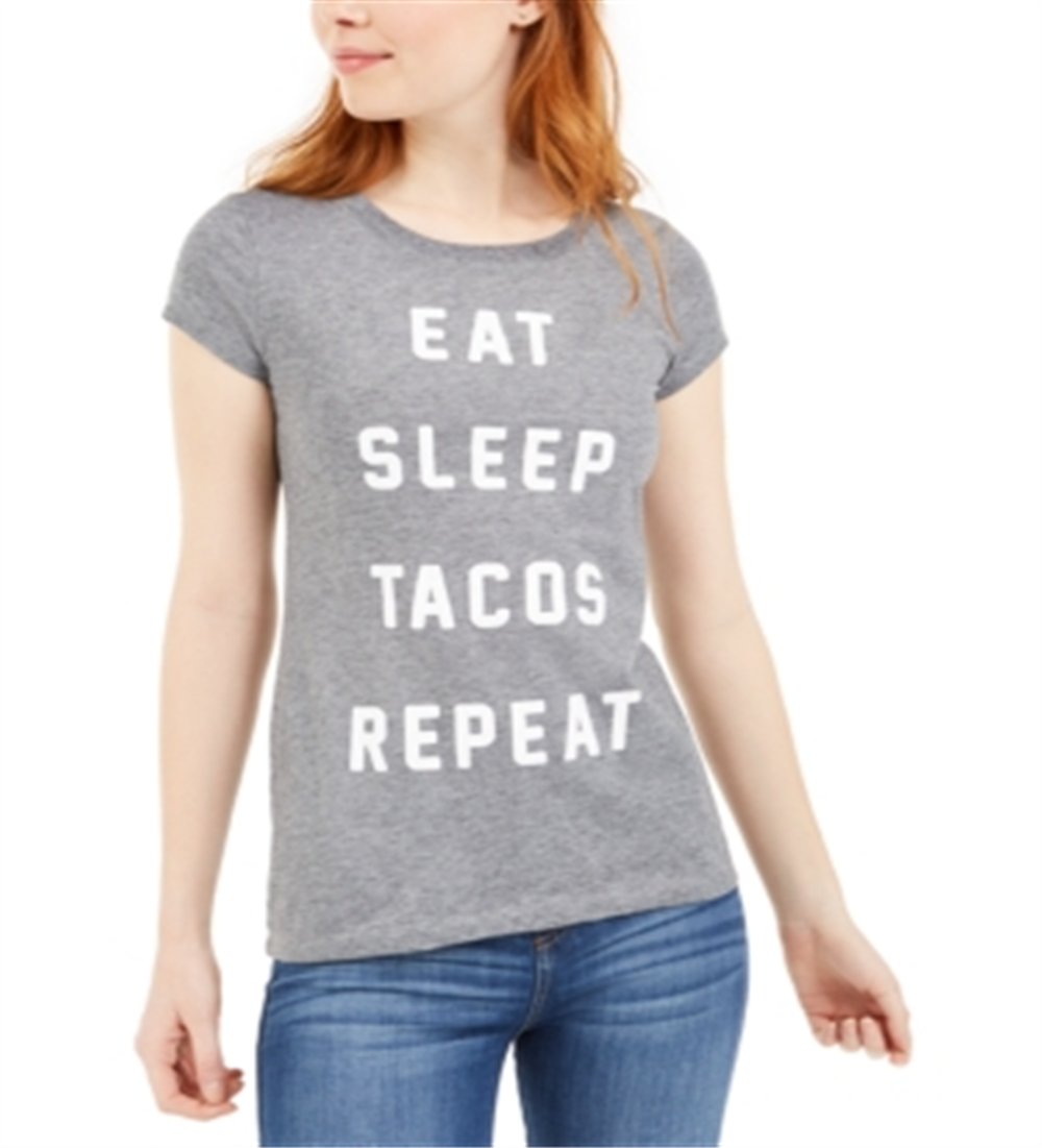Love Tribe Junior's Eat Sleep Tacos Graphic T-Shirt  Gray Size Medium