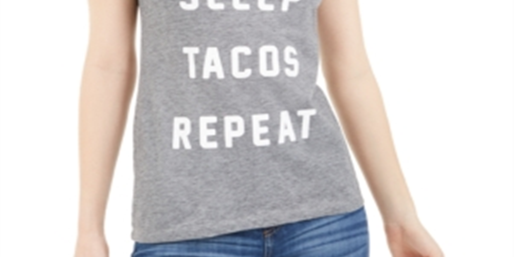 Love Tribe Junior's Eat Sleep Tacos Graphic T-Shirt  Gray Size Medium