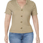 American Rag Women's Ribbed V Neck Blouse Green Size X-Large