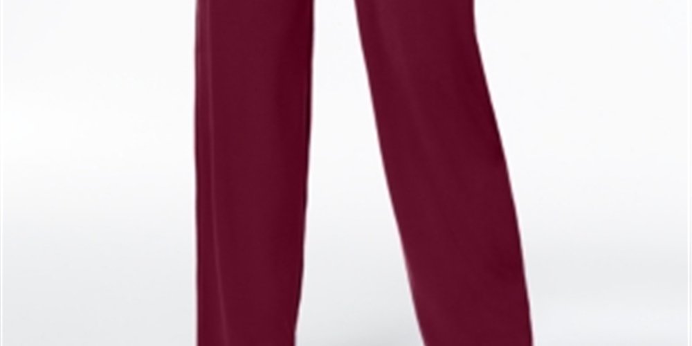 Alfani Women's Knit Wide Leg Pant Merlot Size Petite L