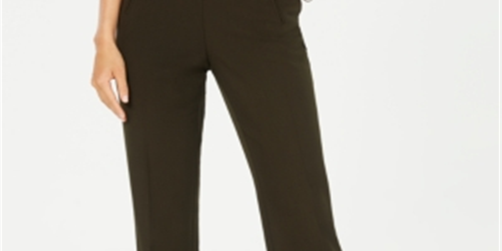 Style & Co Women's Tummy Control Pull on Straight leg Pants Green Size 10