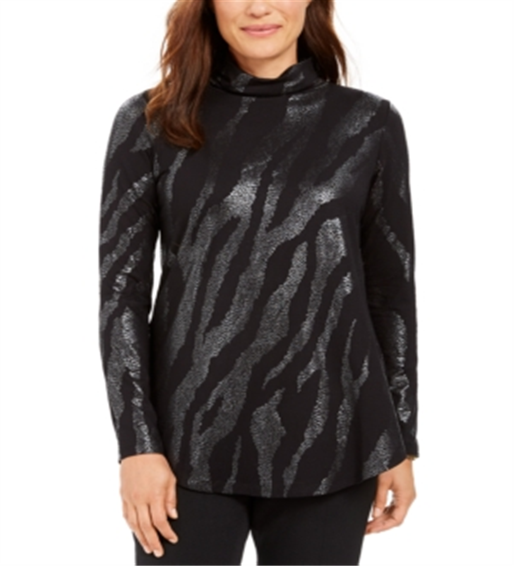 JM Collection Women's Turtleneck Top Black Size X-Small