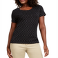 Karen Scott Women's Dot Print T-Shirt Black- White Dot   Size XS