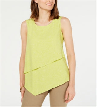 Alfani Women's Asymmetrical Overlay Top Green Size Petite S