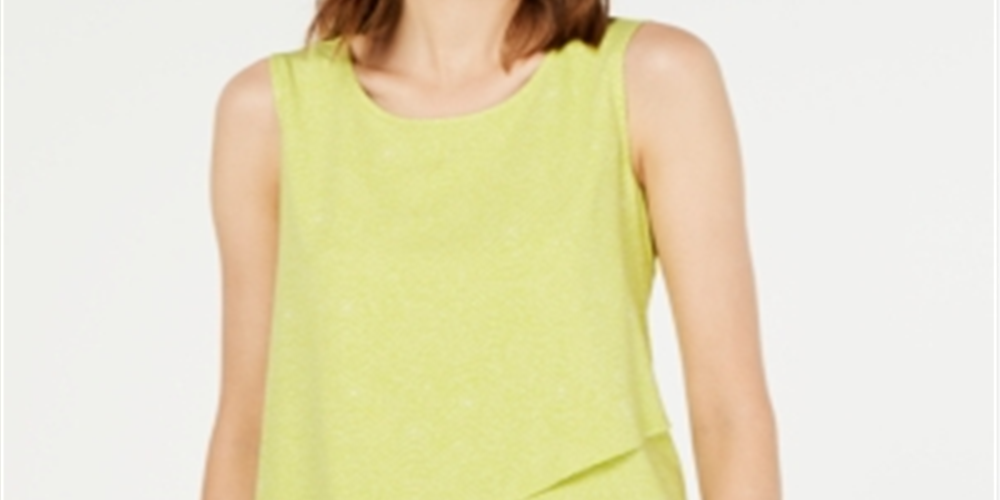 Alfani Women's Asymmetrical Overlay Top Green Size Petite S