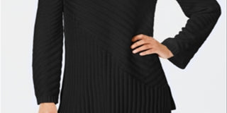 Charter Club Women's Patterned Mock Turtleneck Sweater Black Size Petite XL