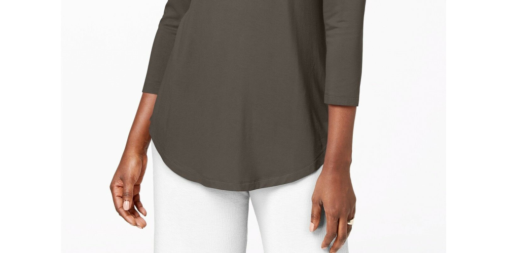 JM Collection Women's Scoop Neck Top Brown Clay Size Medium
