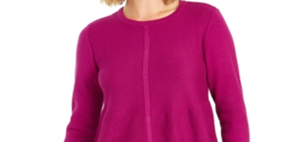 Style & Co Women's Knit Mixed Stitch Tunic Purple Size X-Small