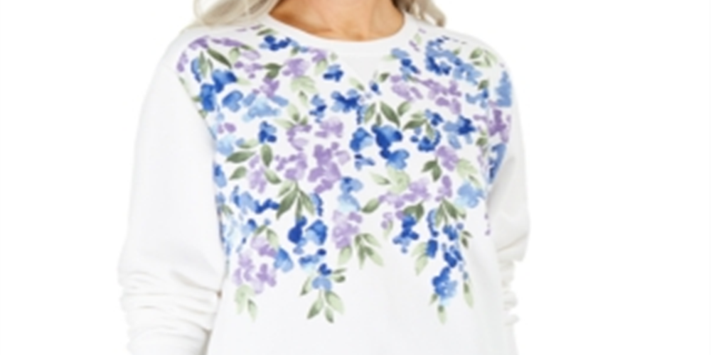 Karen Scott Women's Printed Fleece Top White Size XX-Large