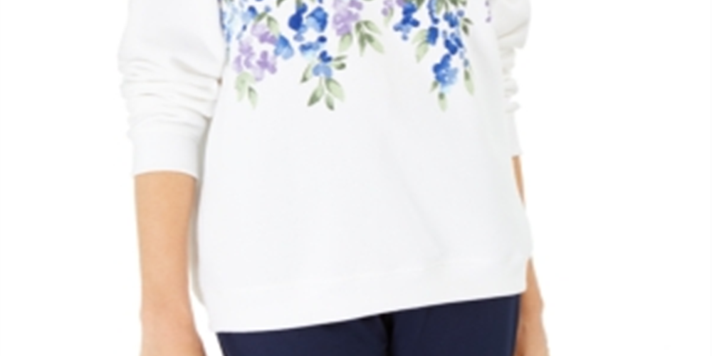 Karen Scott Women's Printed Fleece Top White Size XX-Large