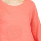 Charter Club Women's 3/4 Sleeve Printed Top Red Size Large