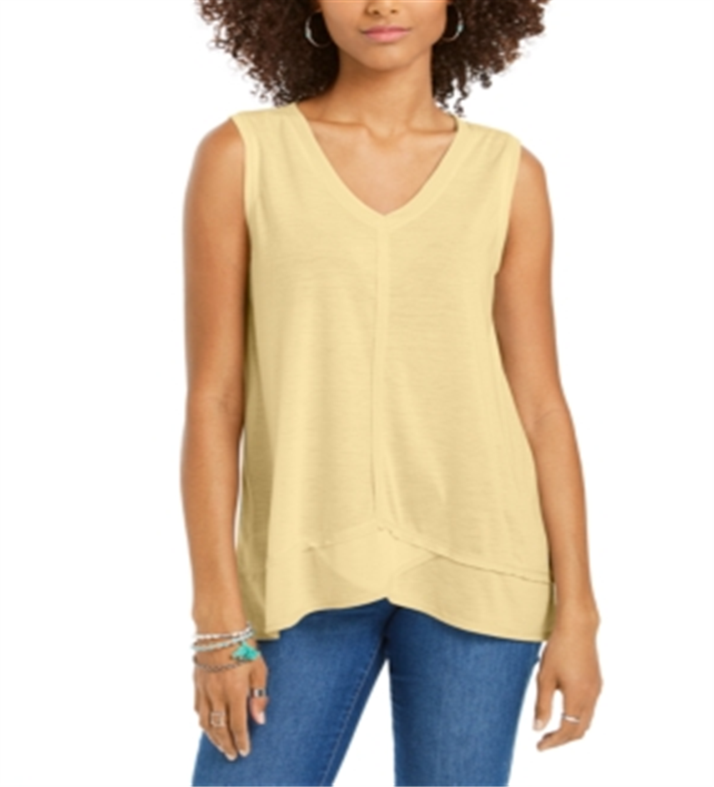 Style & Co Women's High Low Tank Top Yellow Size Medium