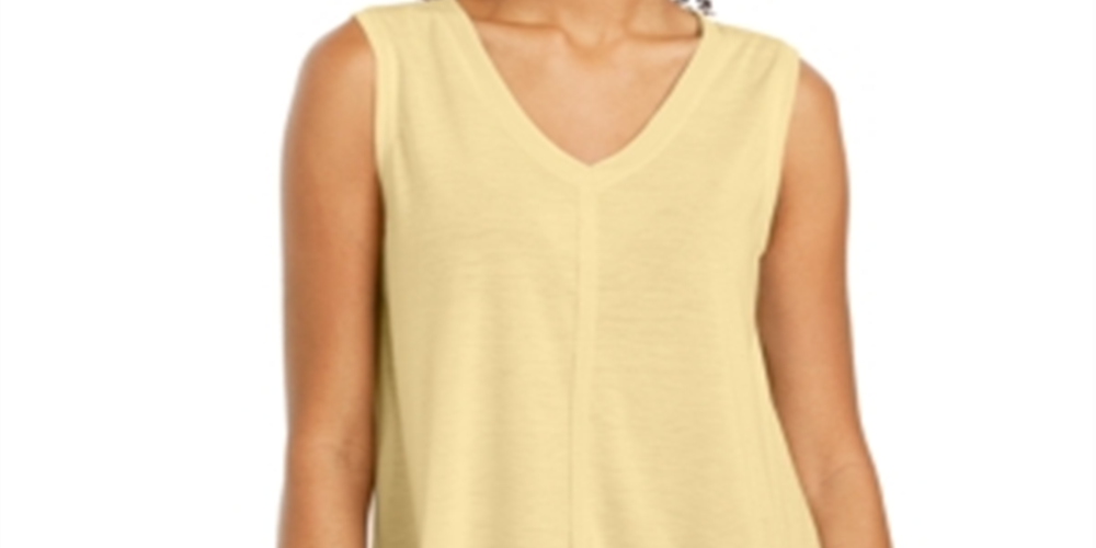 Style & Co Women's High Low Tank Top Yellow Size Medium