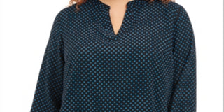 Anne Klein Women's Plus Dot Print Top Black Size 1X