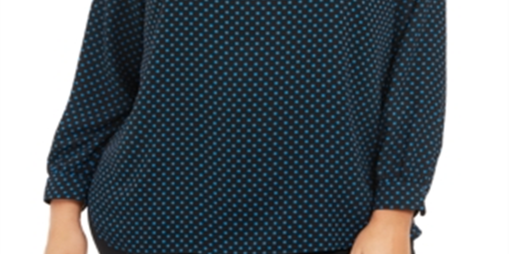 Anne Klein Women's Plus Dot Print Top Black Size 1X