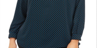 Anne Klein Women's Plus Dot Print Top Black Size 1X