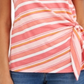 Style & Co Women's Striped Tie Side Top Pink Size Large