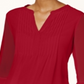 Charter Club Women's Double Ruffle Solid Pintuck Top Red Size Petite Medium