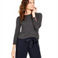 Charter Club Women's Merino Wool Button Cuff Crewneck Sweater Gray Size Large