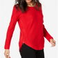 INC International Concepts Women's Waffle Knit Side Zip Tunic Sweater Red Size Petite S/M