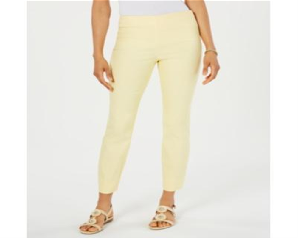 Charter Club Women's Chelsea Tummy Control Skinny Leg Ankle Pants Yellow Size 12