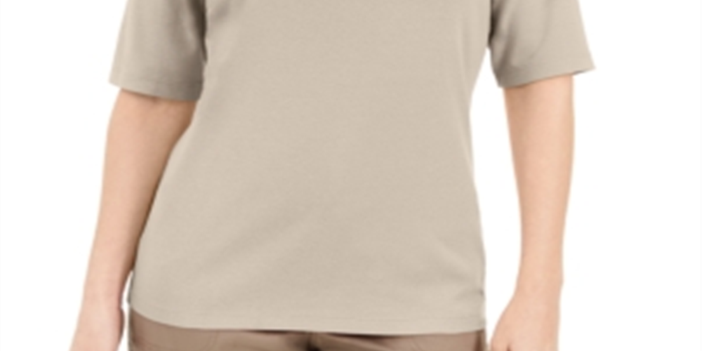 Karen Scott Women's Button Detail V Neck Top Brown Size X-Small