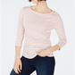 Charter Club Women's Cotton Striped Boat Neck Top Pink Size Petite Medium