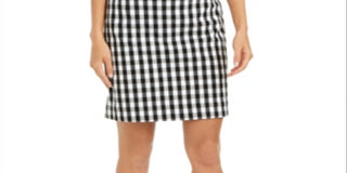 Charter Club Women's Gingham Pull on Skirt  Black Size X-Large