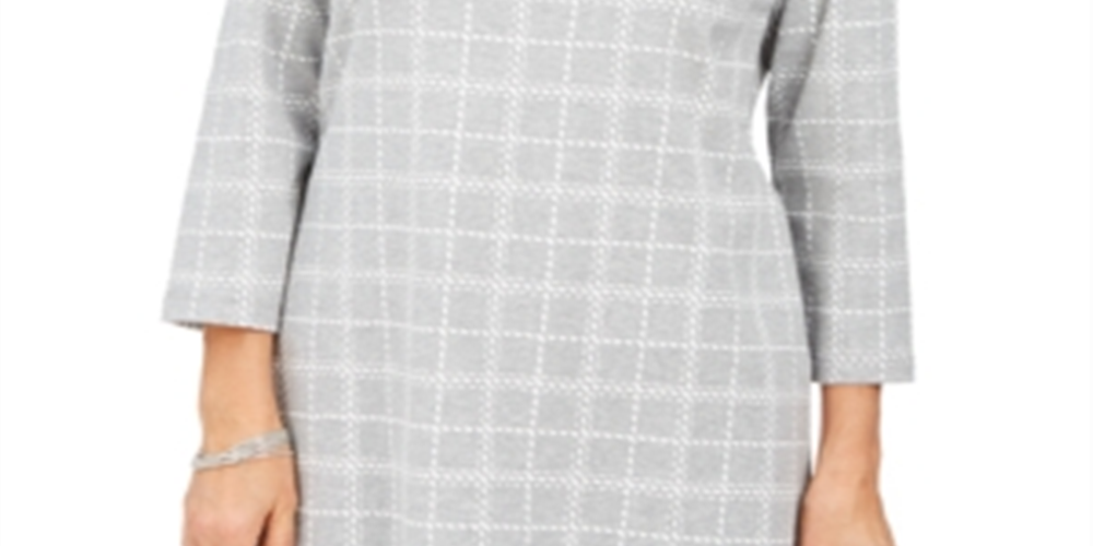 Karen Scott Women's Cotton Plaid Tunic Gray Size Small