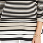 Charter Club Women's Striped Tie Sleeve Top Black Size Small