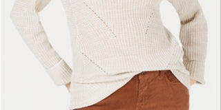 Style & Co Women's Crewneck Marled Sweater Brown Size Large