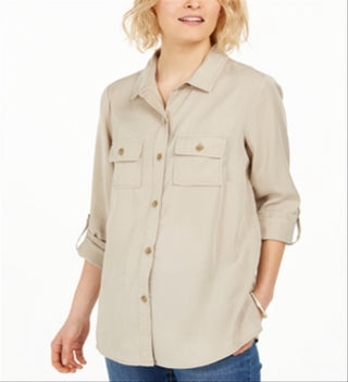 Charter Club Women's Utility Shirt Brown Size XX-Large